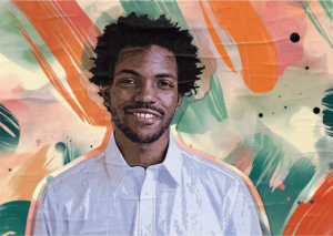 Julian Cauzae with a painterly background.